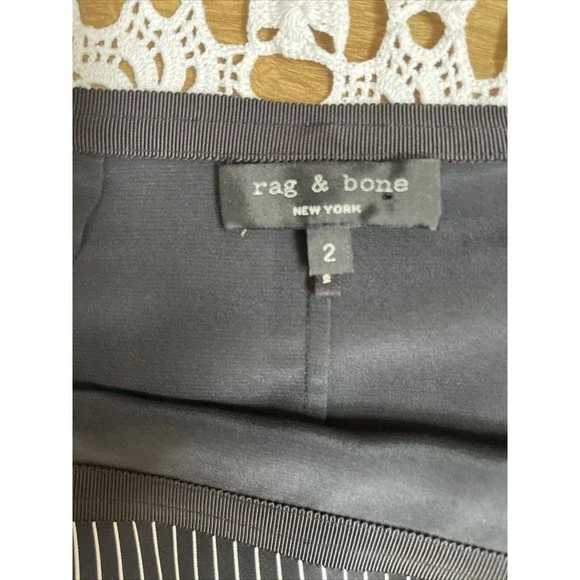 Rag & Bone Madison Pinstripe Silk A Line High Low Skirt Knee Length Size 2 - Picture 3 of 9